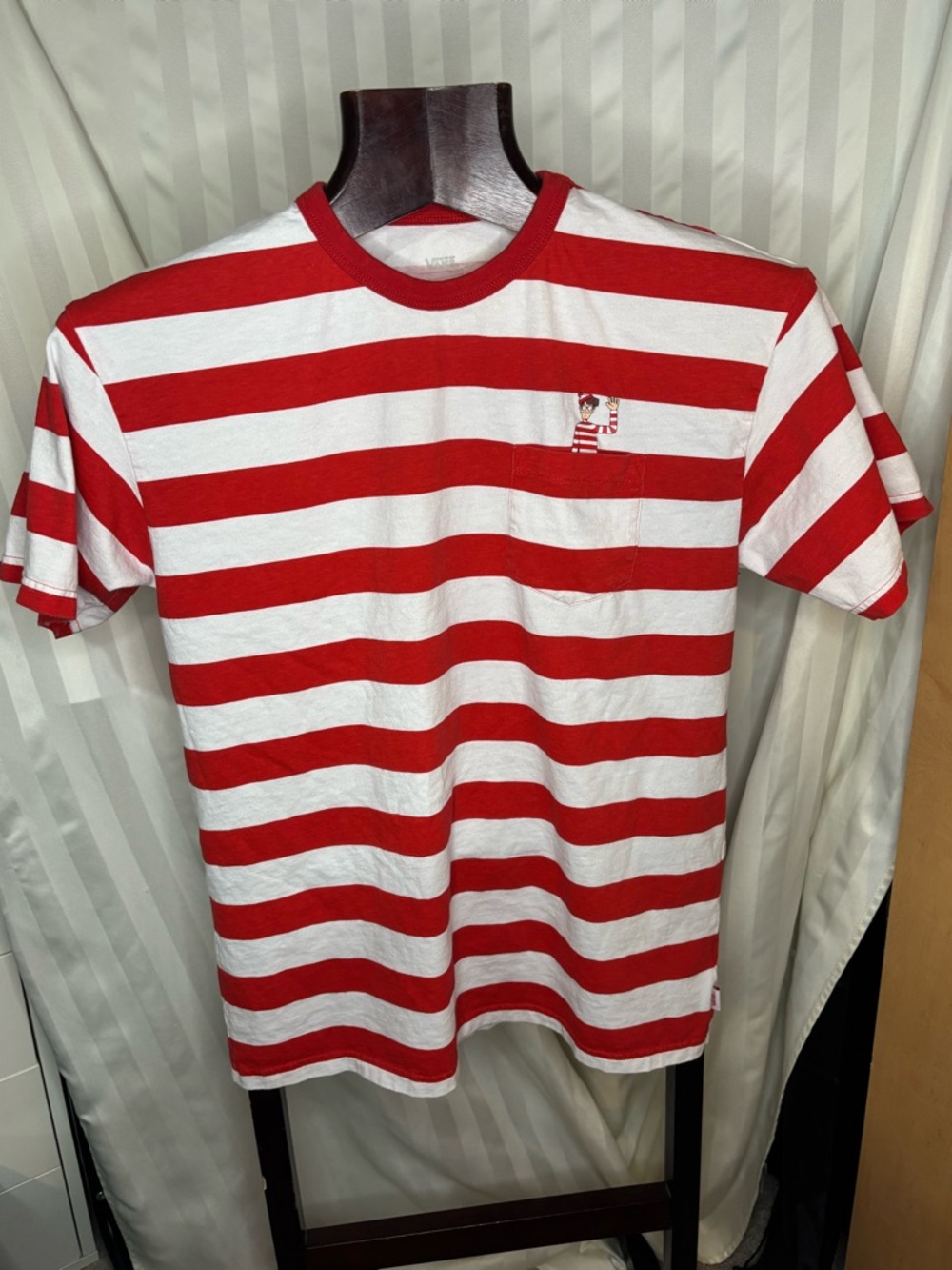 Vans where’s Walto Red & White Striped Pocket Tee